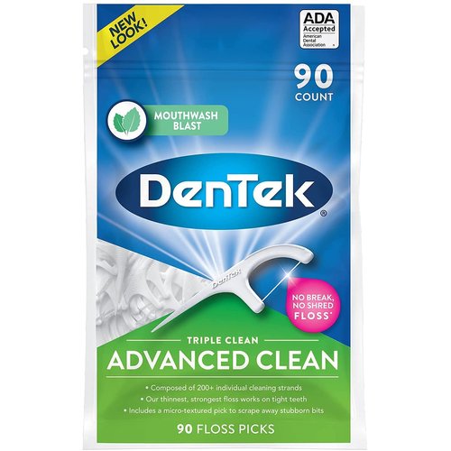 Dentek Triple Clean Floss Picks, Mint, 90 Count