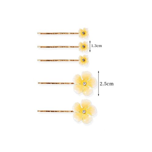 Fodattm 10PCS Fashion Flower Bobby Pin Hair Clips Wedding Bride Metal Hair Pins Side Clip for Women Lady (Yellow)