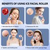 2pcs Ice Roller for Face and Eye, Silicone Ice Facial Roller Ice Holder, Face Ice Mold Skin Care, Face Icers Reusable Ice Cube Roller for Shrink Pores Anti Wrinkle Reduce Puffiness, Pink Blue