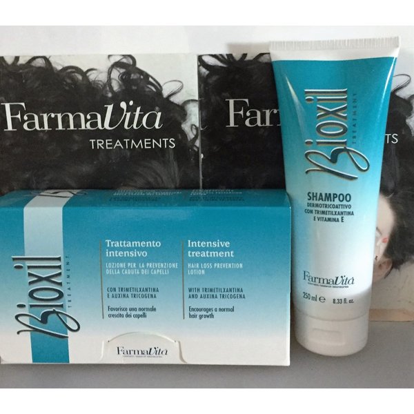 FarmaVita BIOXIL INTENSIVE TREATMENT HAIR LOSS PREVENTION LOTION 12X8ML PLUS SHAMPOO 250ML