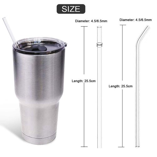 ZYTC Reusable Drinking Straws,Long Clear Plastic Straws for 20 OZ & 30 OZ Yeti,Ozark Trail Tumblers,Set of 8 with Cleaning Brushes (Plastic Drinking straws-8pcs+2)