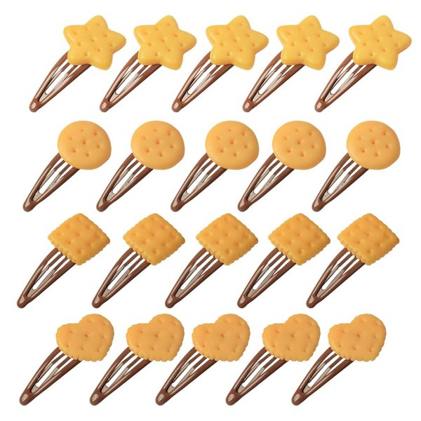 Ximimark 20 pcs Biscuit Shape Hair Clip Simulation Cookies Biscuit Snap Clip Side Clip Non-slip Bangs Clip Creative Hair Accessories