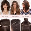 FUOTONBUTY 1 Pcs Short Hair Extensions Clip in 6 Inch Dark Brown to Black Hairpiece Human Hair Toppers for Women With Thinning Hair Adding Hair Volume