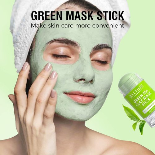 BACHERI Green Tea Mask Stick, Blackhead Remover Mask with Green Tea Extract, Green Mask Stick for Deep Pore Cleansing, Moisturizing, Oil Controlling