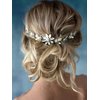 Unsutuo Crystal Bride Wedding Hair Vine Silver Flower Bridal Hair Headpiece Rhinestone Hair Pieces for Women and Girls