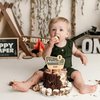 Let The Adventure Begin Baby Shower Cake Topper - Happy Camper Wooden Cake Topper,Natural Adventure Themed Decor,Baby Shower Decorations