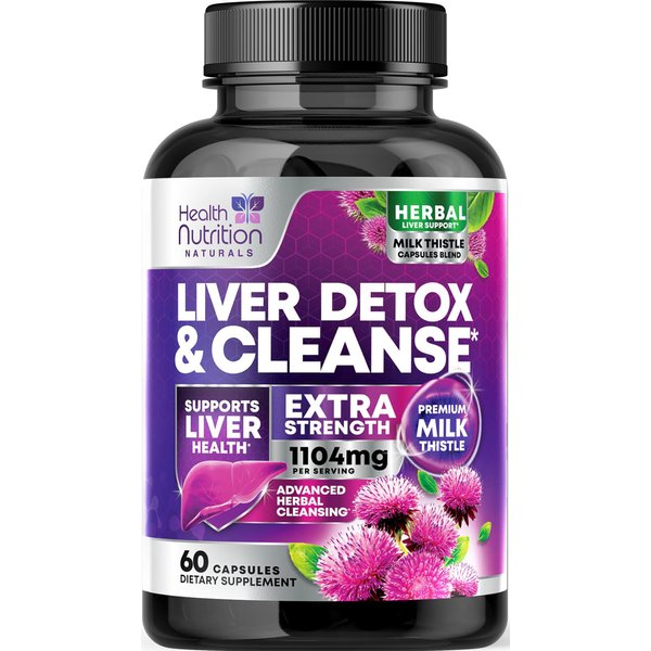 Gentle Liver Cleanse Detox & Repair Formula - Herbal Liver Support Supplement: Milk Thistle with Silymarin, Artichoke Extract, Dandelion, Beet, Chicory Root, & Turmeric for Liver Health - 60 Capsules