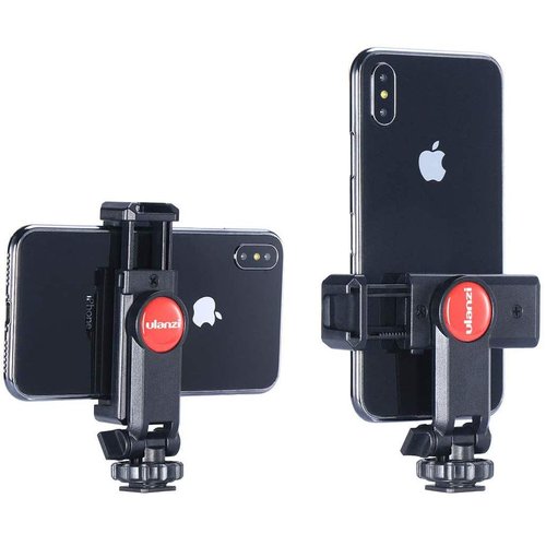 ST-06 Camera Hot Shoe Phone Tripod Mount Adapter 360 Rotation Phone Holder with Cold Shoe for Mic Light Stand Compatible with Canon Nikon Sony DSLR for DJI Ronin SC Gimbal Stabilizer