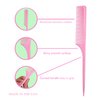Allegro Combs 61 XL Rat Tail Combs Wide Tooth Comb Detangling Hair Styling Coarse Hair Foiling Thick Back Parting Combs Hairstylist Combs For Women Made In USA 3 Pc. (Light Pink)