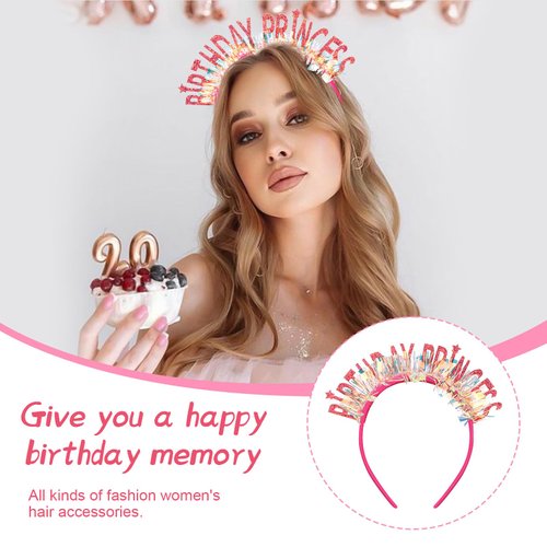 CUBACO Birthday Headband Birthday Girl Crown,Birthday Girl Headband Birthday Princess Headband Birthday Tiara for Women Hair Glitter For Kids,Suitable for Party Favors Decorations