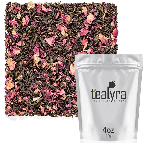 Tealyra - Rosy Earl Grey - Black Tea from Sri Lanka with Jasmine Green Tea and Rose Petals - Fresh Award Winning Tea - Loose Leaf Tea - Medium Caffeine - 110g (4-ounce)