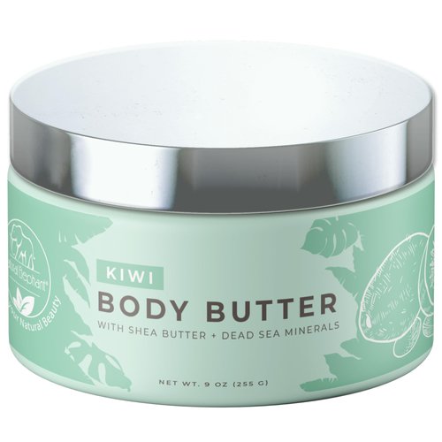 Natural Elephant Body Butter - with Shea Butter, Dead Sea Minerals, Vitamin E- All-Day Hydrating Lotion, Luxurious Moisturizer, Cruelty-Free, Paraben-Free, 9 oz (Kiwi)