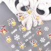 Christmas Nail Art Stickers Decals 5D Embossed Snowflake Nail Decals Self-Adhesive Red Gloves Feather Bells Nail Design Xmas Nail Art Supplies Sticker for Christmas Manicure Nail Art Decorations 3PCS
