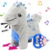 Hopearl Walking Dinosaur Interactive Electronic Pet Singing Toy Remote Control Leash Animated Musical Nodding Roar Wagging Tail Touch Recognition Gifts for Toddlers Birthday, 9''