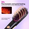 Doortian Mini Hair Straightening Iron with Built-in Comb for travel, Portable Hair Straightener Brush, Ionic Hot Comb Straightener for Women (Rose Gold)
