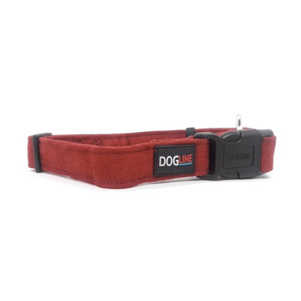 Dogline Comfort Microfiber Flat Collar for Dogs (W 3/4" L 13"-21"), Red