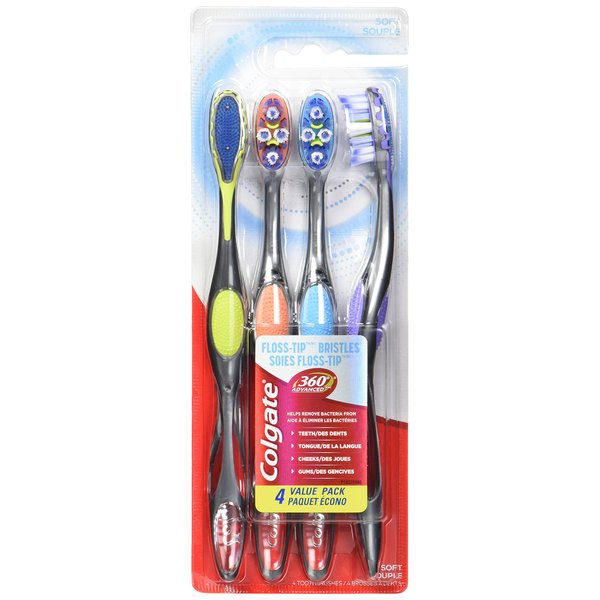 Colgate Colg-360 Adv Floss-Tip Bristles Soft,4 Count(Pack of 1)