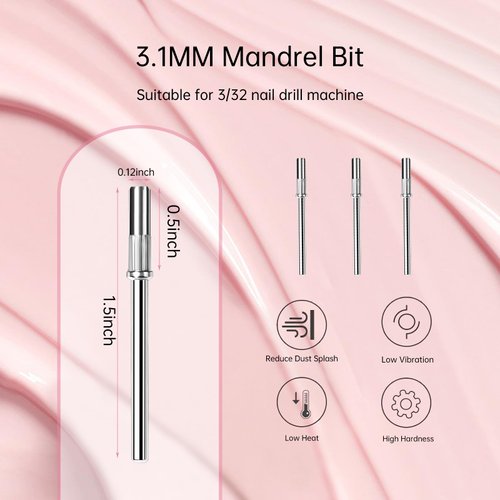 Mandrel Bits for Small Sanding Bands, CORFULRA Small Sanding Bands Nail Drill Bits for Electric Drill File Machine, 3.1 MM 3/32 Shank Nail Drill Bits for Acrylic Nails Gel Manicures and Pedicure, 3Pcs