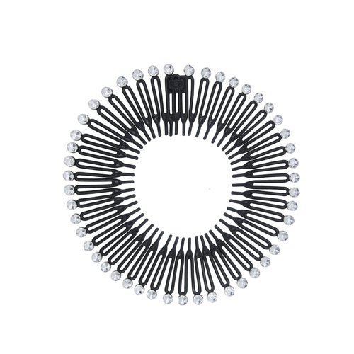 Suoirblss 10PCS Stretch Flexible Hair Combs Headband Tooth Headband Hoop Fashion Stretchy Circle Flexible Comb Teeth Headband Hair Clips Women's Lady (Black)
