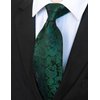 JEMYGINS Dark Green Paisley Tie Wedding Business Silk Necktie and Pocket Square, Hankerchief with Tie Clip Sets for Men(7)