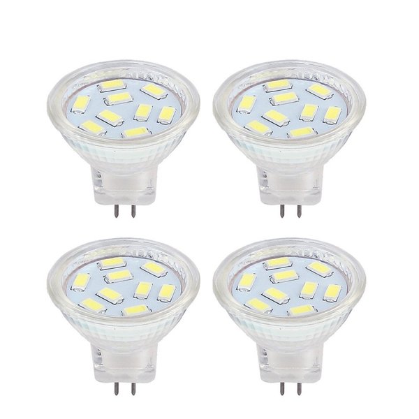 LED MR11 Light Bulbs 2W, 12V 20W Halogen Replacement, GU4 Bi-Pin Base, Daylight White 6000K (Pack of 4)