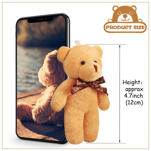 Skylety 24 Pcs Mini Bear Toy 4.7 Inch Tiny Bears Doll Bulk Soft Plush Stuffed Animals for Keychain DIY Craft Small Bears for Baby Shower Birthday Gifts Party Favors