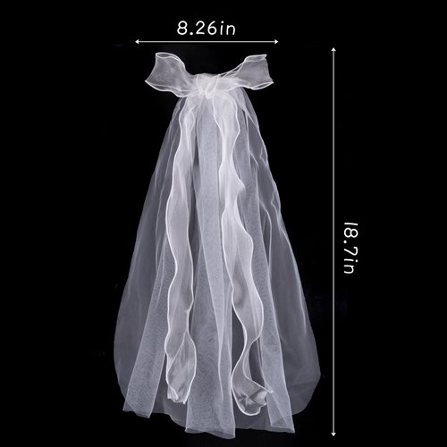 Framendino, Bow Bridal Tulle Hair Comb Short White Bridal Hair Bow Veil for Women Brides Proposal Bachelorette Party Anniversary