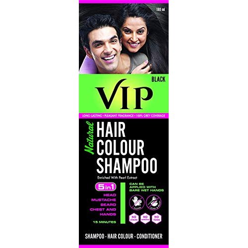VIP 5 in 1 Hair Colour Shampoo base Hair Color 180 ml Black Hair Colour