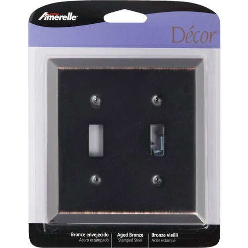 Amerelle 163TTDDB Century Wallplate, 2 Toggle / 1 Duplex Outlet, Steel, Aged Bronze, 1-Pack