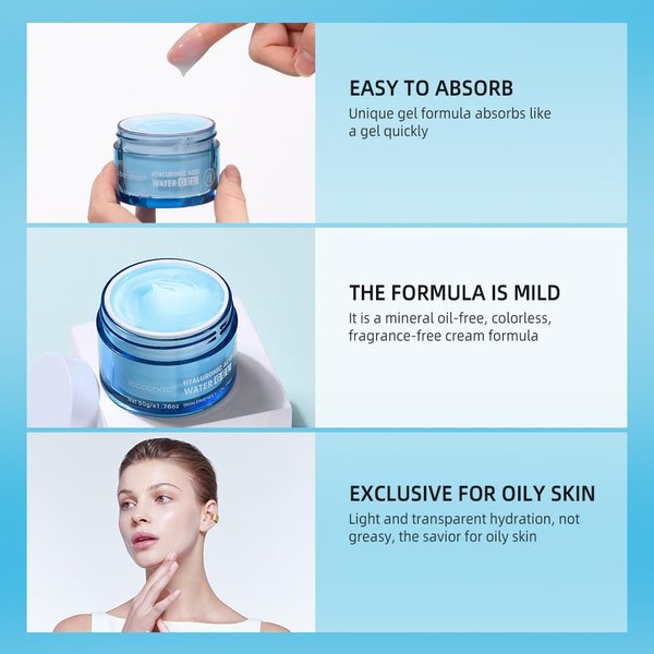 Hydro Boost Hyaluronic Acid Moisturizing Water Gel, Face Moisturizer for Oil Skin, Lightweight and Long lasting Moisturizer-1.76Oz (Gel)