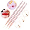 6PCS Nail Art Liner Brushes Set, UV Gel Acrylic Nail Art Drawing Painting Brushes Rose Gold Handle French Stripe Lines Painting Nail Pens