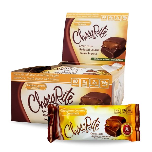 ChocoRite - Diet Chocolate Covered Caramels - 16/Box - High Fiber - Low Calorie - No Sugar Added
