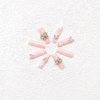 Long Press on Nails Coffin Fake Nails Pink Acrylic Nails with Flower Rhinestones And Silver Butterfly Designs False Nails Full Cover Stick on Nails Glitter Artificial Nails Manicure for Women 24Pcs