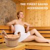 KAKUNM Sauna Bucket and Ladle 5 Liter (1.3 Gallon), Sauna Bucket, Finnish Pine Wooden Spa Accessories with Handmade Sauna Water Bucket, Plastic Liner and Rope Handle