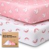 Pack and Play Sheets Fitted, 2-Pack Mini Crib Sheets - Pack N Play Sheets, Organic Fitted Crib Sheet for Pack and Play Mattress, Playard Baby Crib Sheets, Crib Sheets Neutral for Boys (Dreamland)