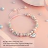 Jeka Big Sister Bracelets for Girls, Pink Pearl Heart Charm Bracelets Back to School Jewelry Valentines Day Gifts for Big Sister From Mom Dad