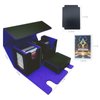 Alinwu MTG Commander Card Storage Box - Fits 200 Double Sleeved Cards,3-in-1Card Deck Case,Strong Magnet Card Organizer For Magic Commander TCG CCG,4Dividers &2 Toploaders(Black&Blue)