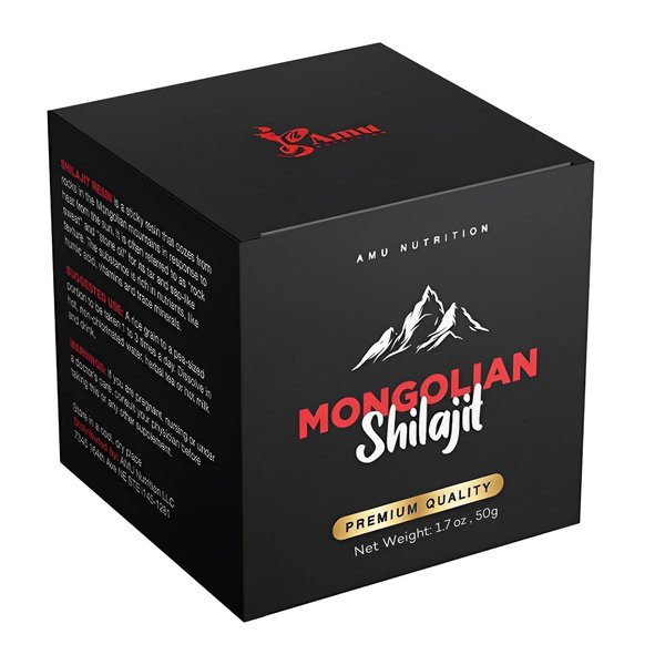 AMU NUTRITION Pure Organic Mongolian Shilajit Resin - Himalayan Shilajit Supplement for Men and Women, 100% Pure, Natural, and Black Shilajit Resin - Natural Source of Fulvic Acid (50 Gram)