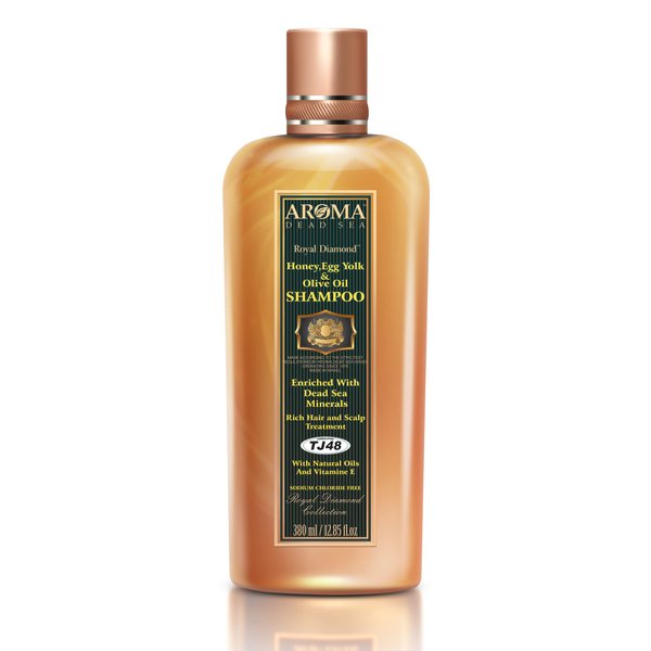 AROMA DEAD SEA Honey & Egg yolk & Olive Oil Shampoo. Saloon Grade, For Straightened Hair, Restores Natural Hair Balance For healty And Shiny Hair. 12.85 fl.oz (Normal Size 12.85 fl.oz)