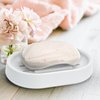 Topsky 2 Pack Soap Dish for Shower, Sink, Bathtub, Oval Plastic White Soap Bar Holder with Drain, Easy to Clean, Durable
