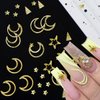 2 Box Star Nail Charms Nails Art Studs 3D Gold Star Moon Nail Charms Metallic Star Moon Nail Rhinestones Nail Jewelry Decorations Manicure Kit Art Accessories Supplies for Women Girls Acrylic Nails