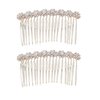 HLLMX 2 PCS 8-Flower Hairpin Combs Crystal Rhinestone Bridal Hair Pins Hair Clips Alloy Pearl Rhinestone Side Hair Combs Crystal Hair Pins Decorative Hair Combs for Bride Bridesmaids