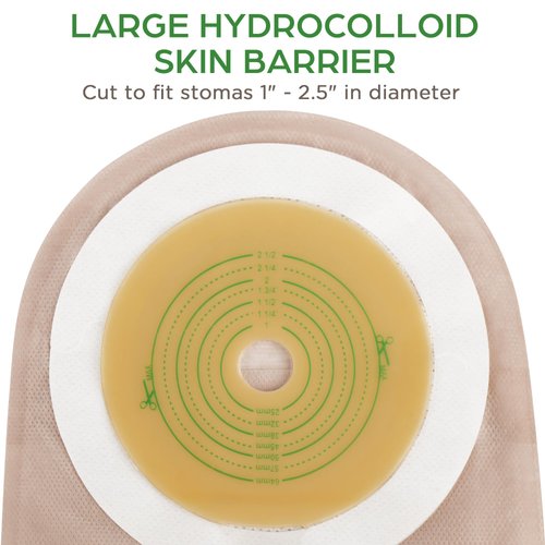 LotFancy Colostomy Bags, Pack of 20, Ostomy Supplies, One-Piece Drainable Pouches with Closure for Ileostomy Stoma Care, Cut-to-Fit, Max 64mm