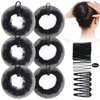 KESAPLAN 6PCS Bun Hair Nets Set Reusable Elastic Mesh Bun Cover for Ballerina Dancer Bank Clerk Nurse Skater Hair Fixing Black Stretch Lace Hair Accessories for Women Girls Mixed Style (Medium)