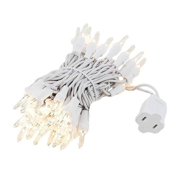 Novelty Lights 50 Light Clear Christmas Wedding Mini String Light Set, White Wire, Indoor/Outdoor UL Listed, 11' Long