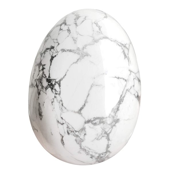favoramulet Polished Stone Egg for Easter Day, Palm/Pocket/Worry Enegry Healing Crystal Display Sphere Figurine Fengshui, White Howlite Turquoise 1.8" x 1.3"