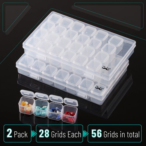 Mr. Pen- Diamond Painting Bead Storage Containers, 28 Grids, 2 Pack, Includes 160pcs Label Stickers, Diamond Art Bead BoxOrganizer