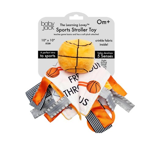 The Learning Lovey Boston Celtics Baby Tag Toy - NBA Basketball - Baby Sensory Crinkle Toys - Soft & Safe - Ideal Baby Stroller Toy - BPA Free w/Stroller Clip (10 x 10 Basketball Toy)