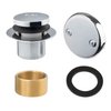 Artiwell Tip-Toe Tub Trim Set with Two-Hole Overflow Faceplate, Replacement Bath Drain Trim Kit with 2-Hole Overflow Faceplate and Universal Fine/Coarse Thread (Chrome Plated)