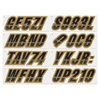 STIFFIE Techtron Black/Metallic Gold 3" Alpha-Numeric Registration Identification Numbers Stickers Decals for Boats & Personal Watercraft